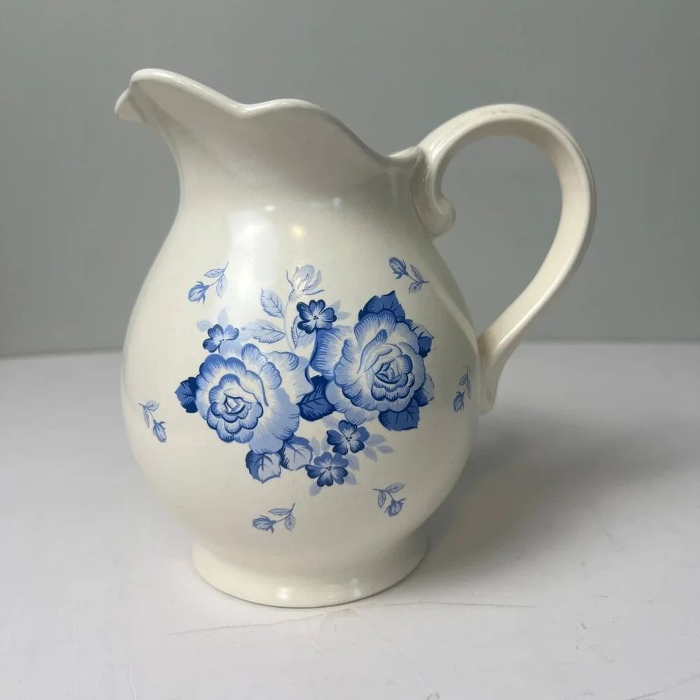 Cottagecore Ceramic Pitcher Home Decor Large Floral Farmhouse Homestead Ranch